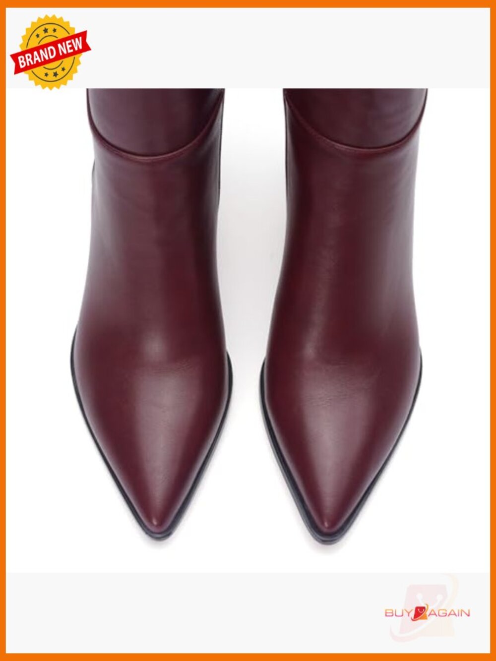Knee High Stiletto Heel Boots Pointed Toe Side Zipper Faux Leather - Picture 6 of 7